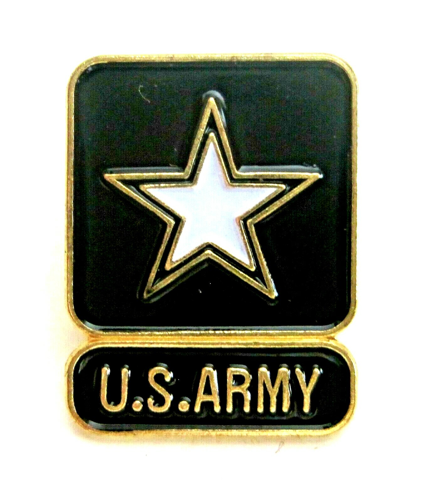 US Army Star Logo Military Veteran Gold Tone Black Enamel White Star Pin New