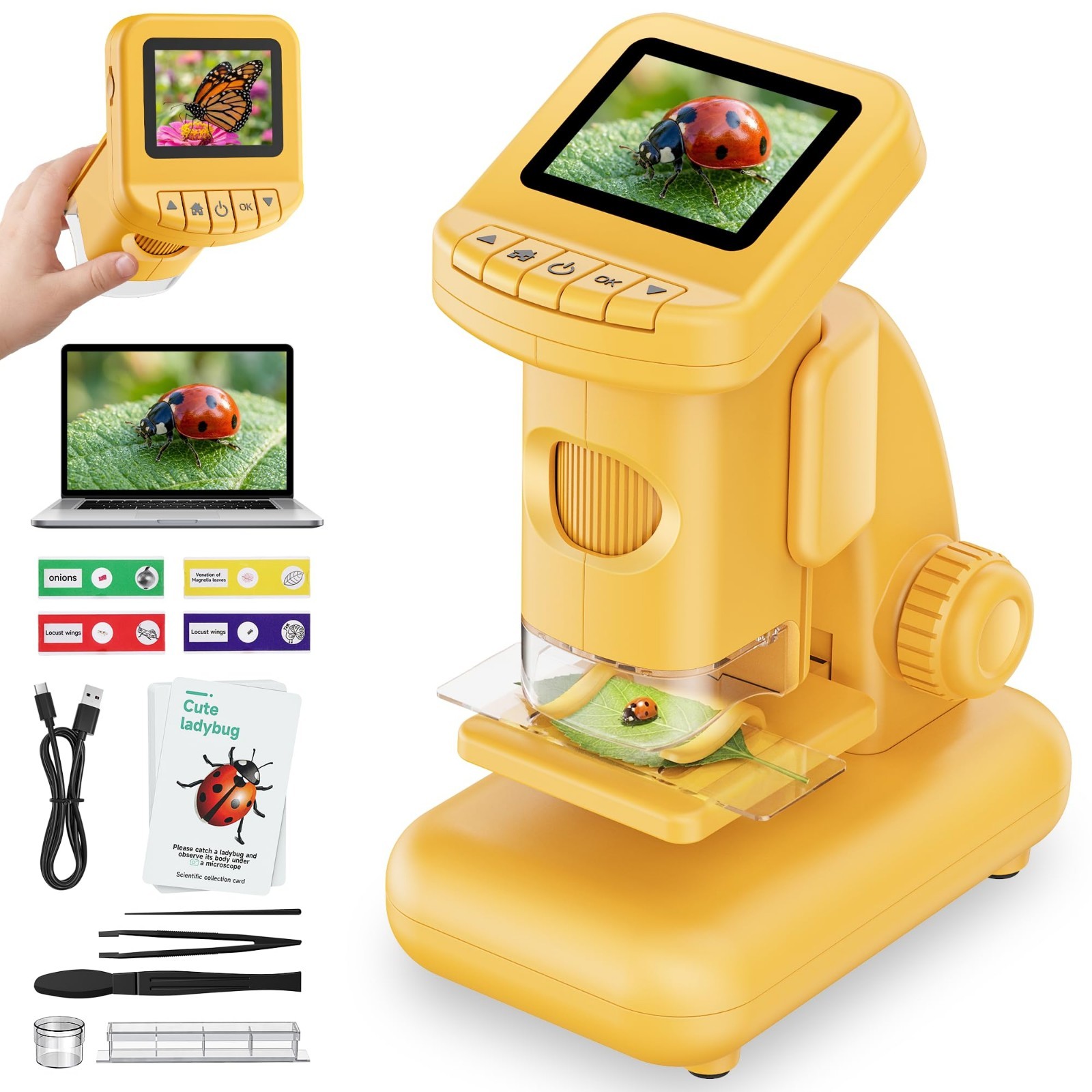 1200X Microscope for Kids, 2 in 1 Handheld & Desktop Digital Microscope with...