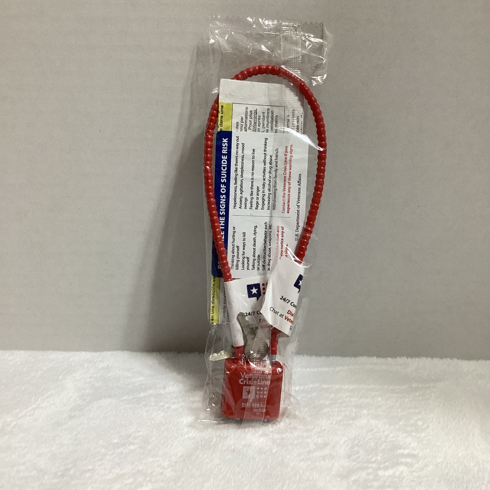 NEW IN PACKAGE Veteran Crisis Line Cable Gun Lock includes 2 Keys