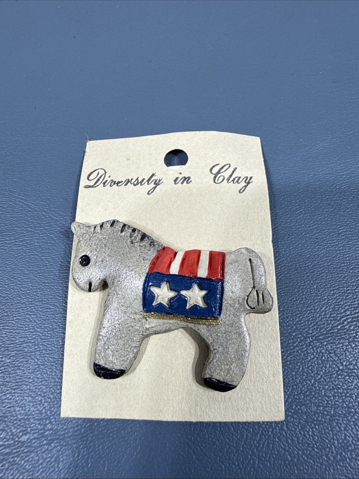 USA Diversity in Clay Democratic Mule Pin