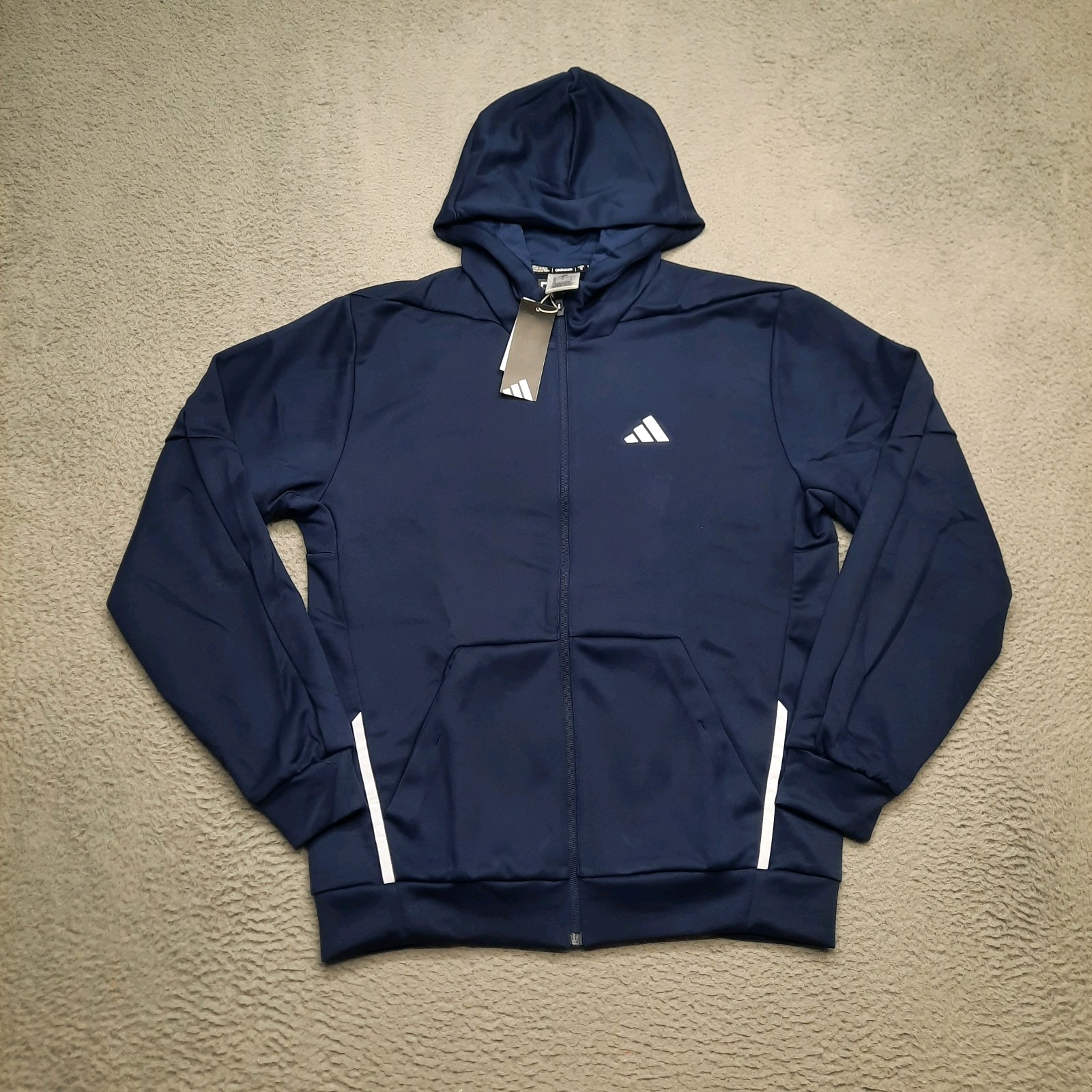 Adidas D4T Sideline Hoodie Men’s Medium Navy Full Zip Fleece Sweatshirt JL6369