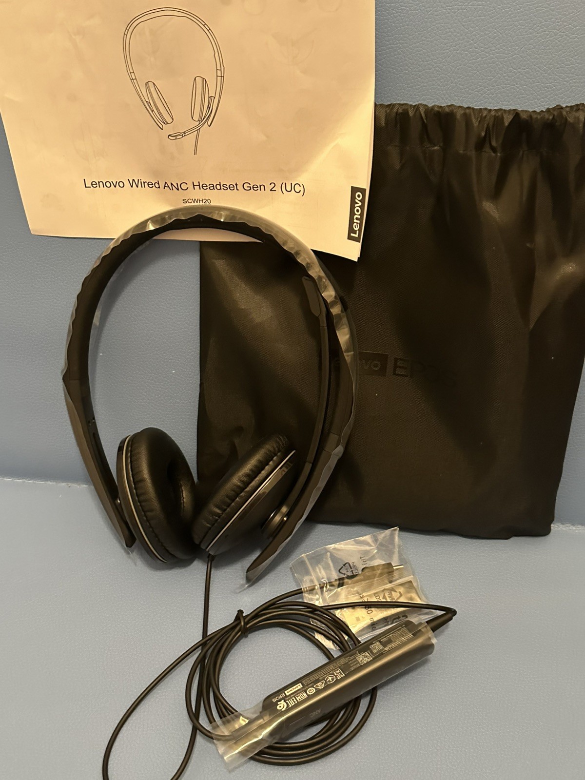 Lenovo Wired ANC Headset Gen 2 Teams USB-C Boom Mic Headband Black -no box