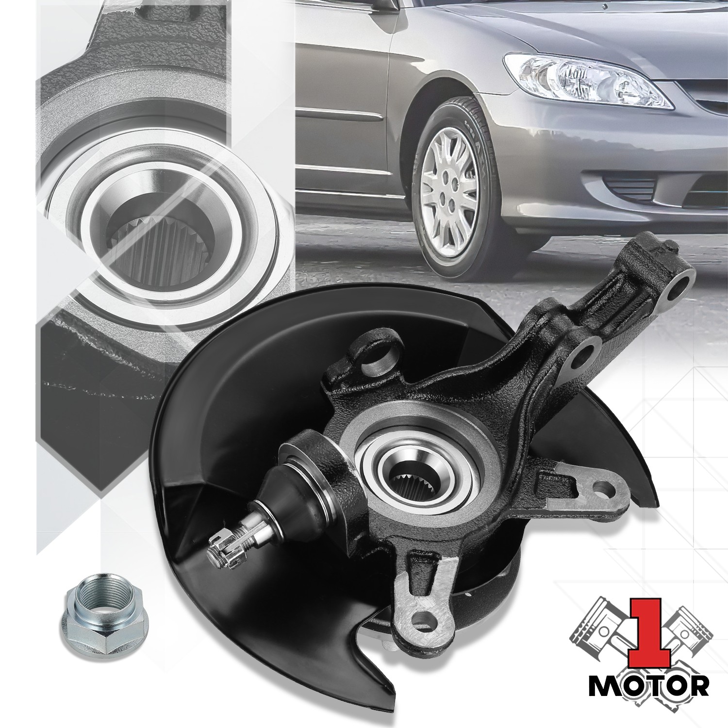Front Right Steering Knuckle & Wheel Hub Bearing For 2003-2005 Honda Civic