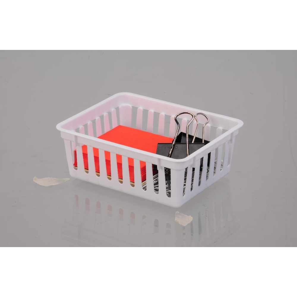 18-Pack White Mini Storage Trays 6.4x5x2.4" Stackable Plastic Organizer Bins