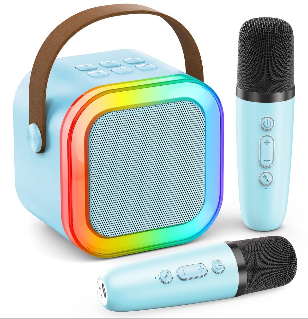 Peski Karaoke Machine Portable Bluetooth Speaker w/2 Wireless Microphones K-51