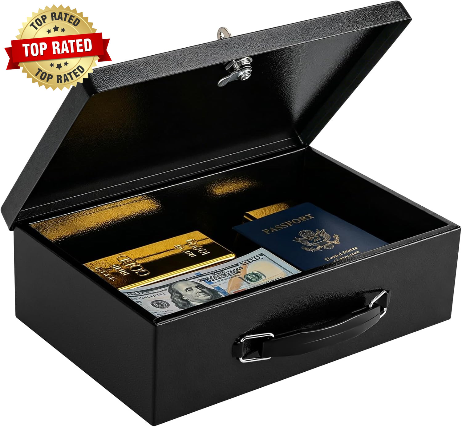 Fireproof Document Box with Key Lock, Small Lock Boxes for Personal Items, Fire