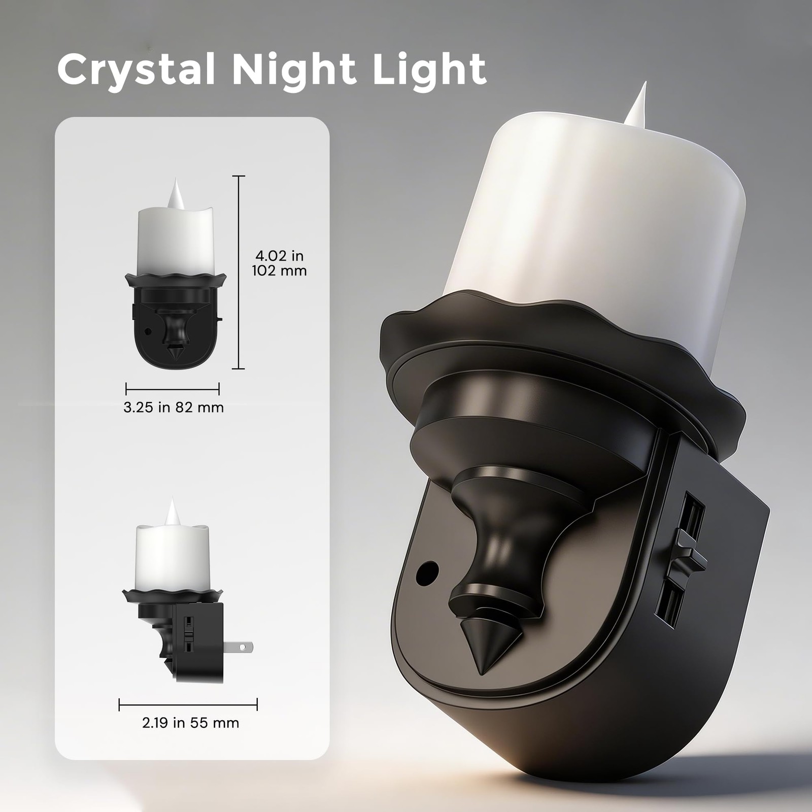 Flameless Candle Night Light, Flicker Night Lights Plug into Wall 2 Pack, Amb...