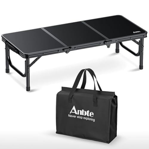 3ft Low Folding Picnic Table, Thicker Aluminum 34.2" x 15.7" x 10.3" Black