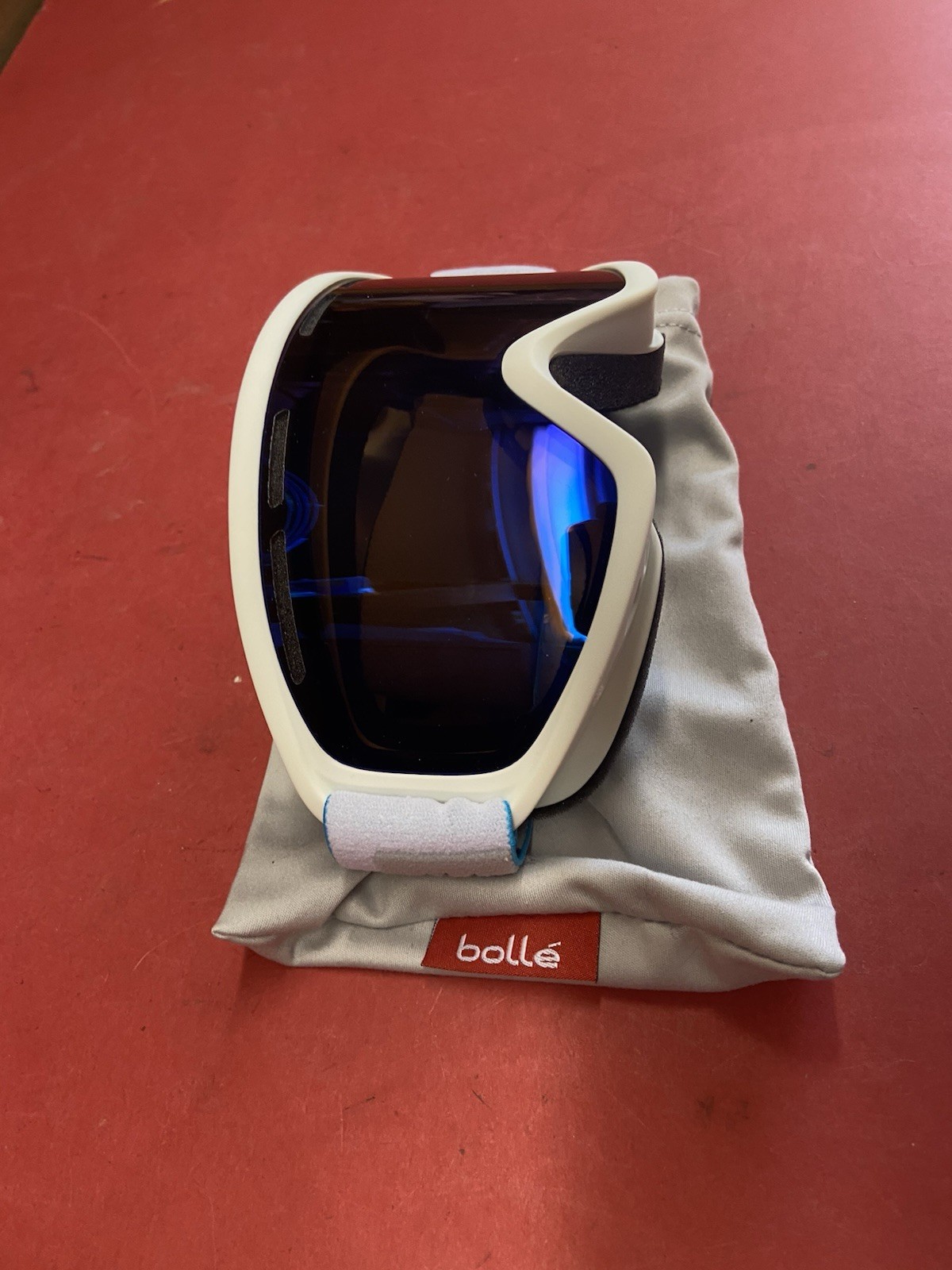 Bolle Schuss Ski Snowboard Goggles Matte White Frame Bronze Blue Mirror Lens S3