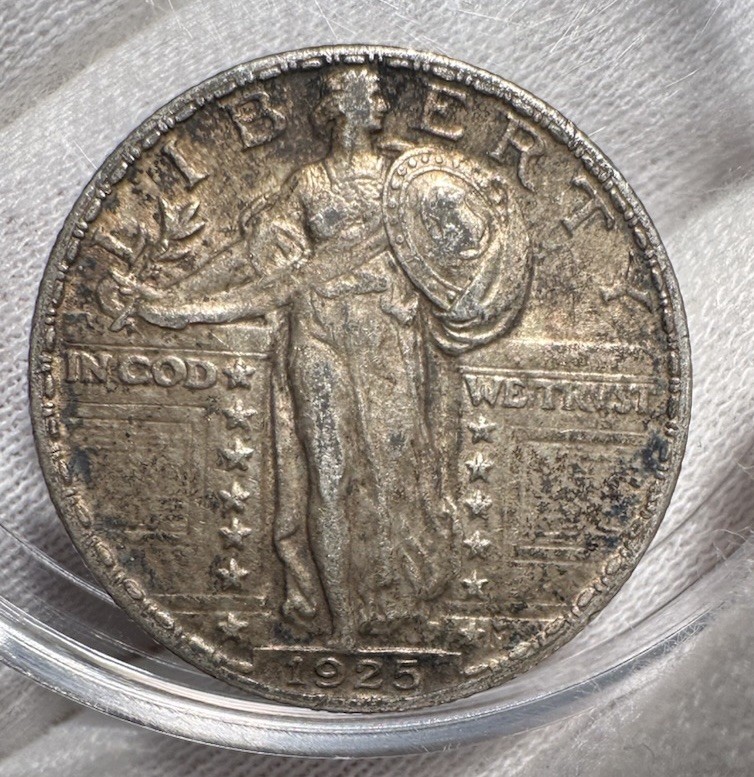 1925 Standing Liberty Quarter Gorgeous Toning AU About Uncirculated