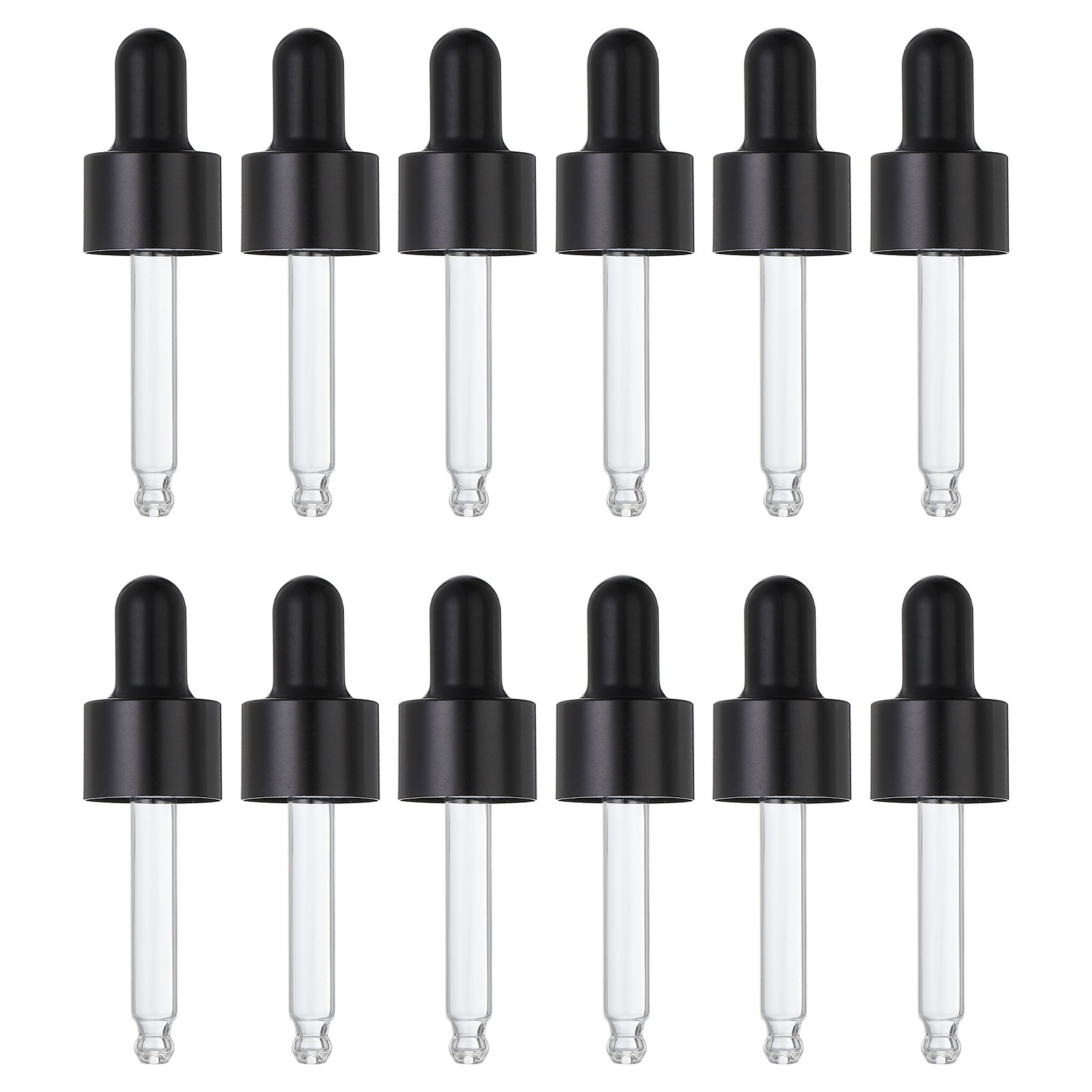 12 Pcs Aluminum Glass Dropper Closure Top for 10ml(1/3oz) Bottle, Black