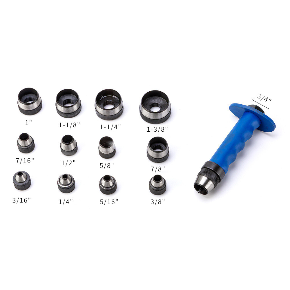 Steel 13-in-1 Hollow Punch Set Heavy Duty Gaskets Leather Rubber Hole Case 1.3kg