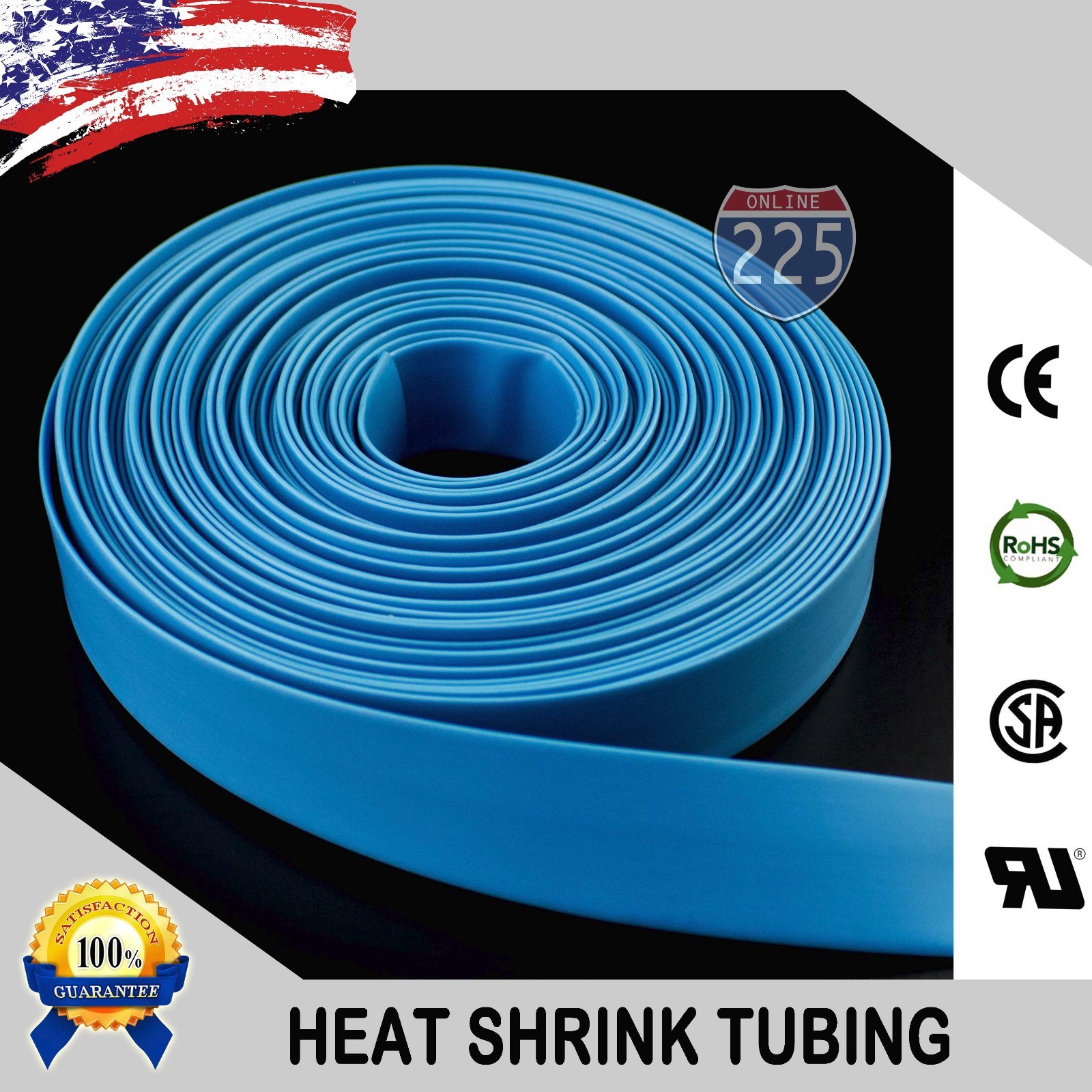 50 FT. 50' Feet BLUE 3/8" 9mm Polyolefin 2:1 Heat Shrink Tubing Tube Cable US UL