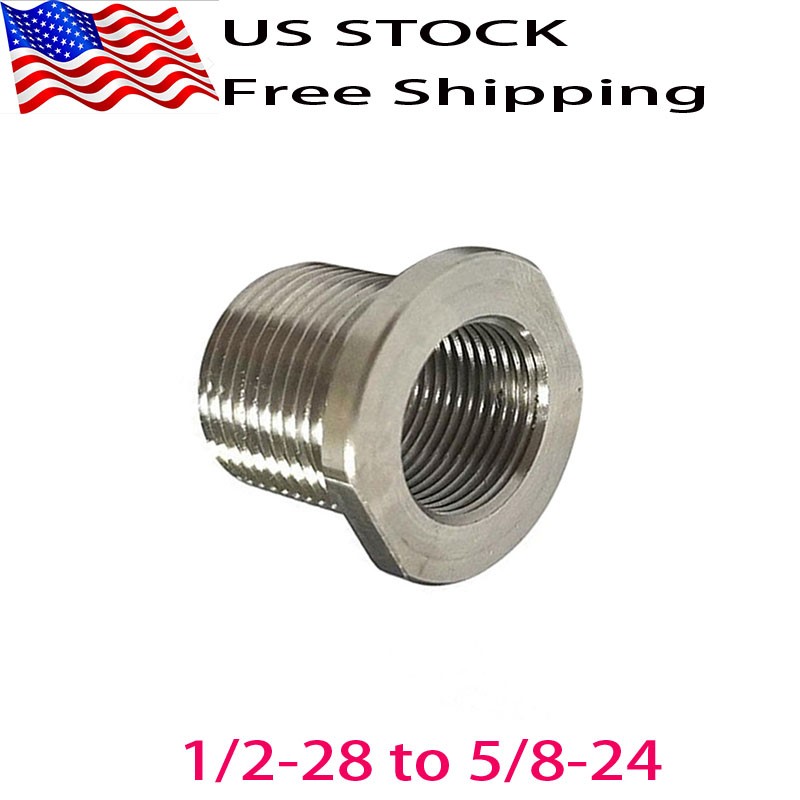 2 Pack Thread Adapter 1/2x28 to 5/8x24 Stainless Steel