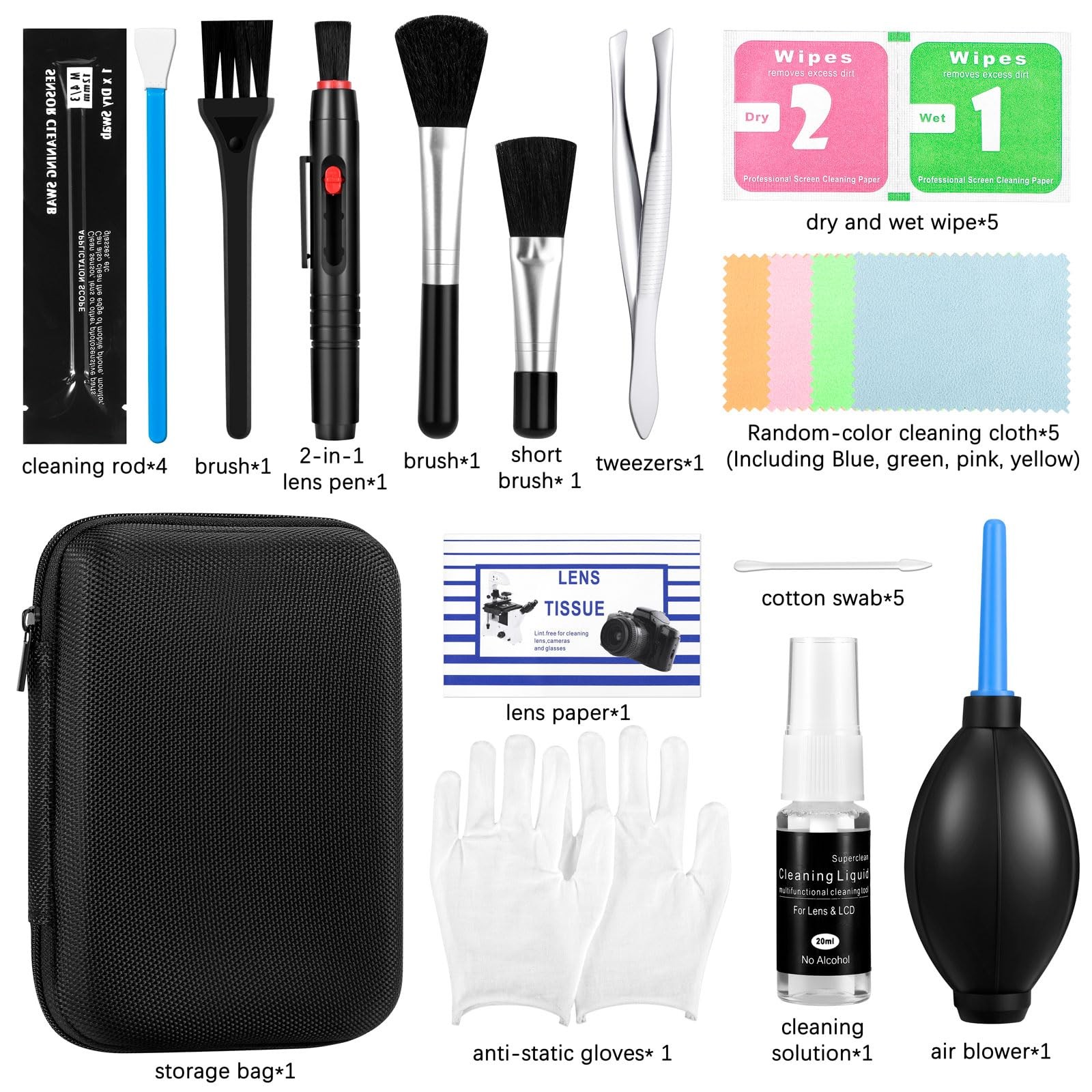 Camera Cleaning kit - Professional Lens Kit,Complete Black