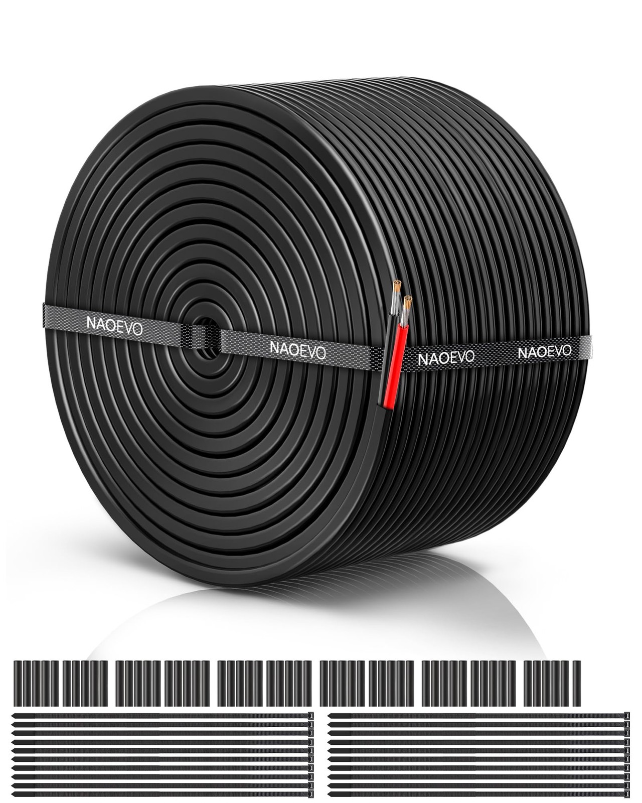 NAOEVO 18 AWG Wire 2 Conductor 100FT Waterproof Tinned Copper Cable