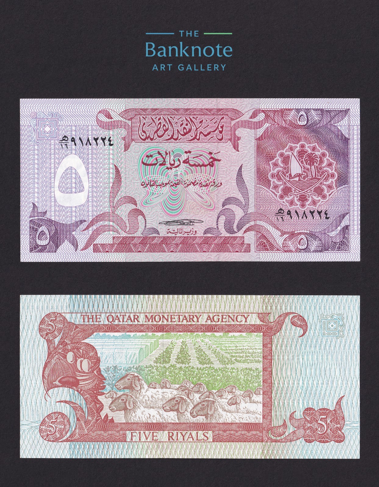 Qatar 5 Riyals ND 1996 - a flock of sheep ⭐️ UNC Uncirculated - BAG129