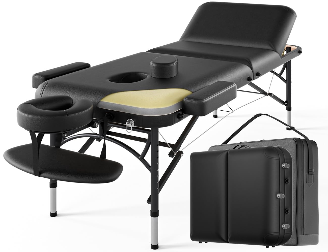 1100LBS Massage Table Professional 3 Fold Memory Foam Aluminum