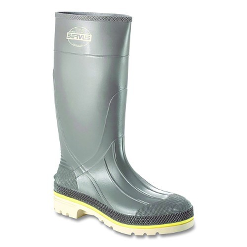 SERVUS 75105-GYM-110 PRO+ PVC Steel Toe Boots 15" H Size 11 Gray/Yellow/Beige