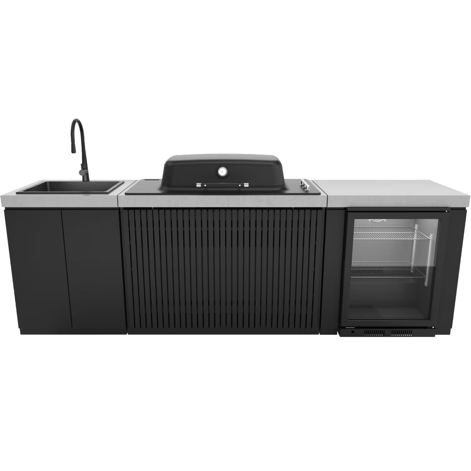 Everdure 9 Ft Outdoor Kitchen Island Marine Grade Aluminum Cabinets in Black