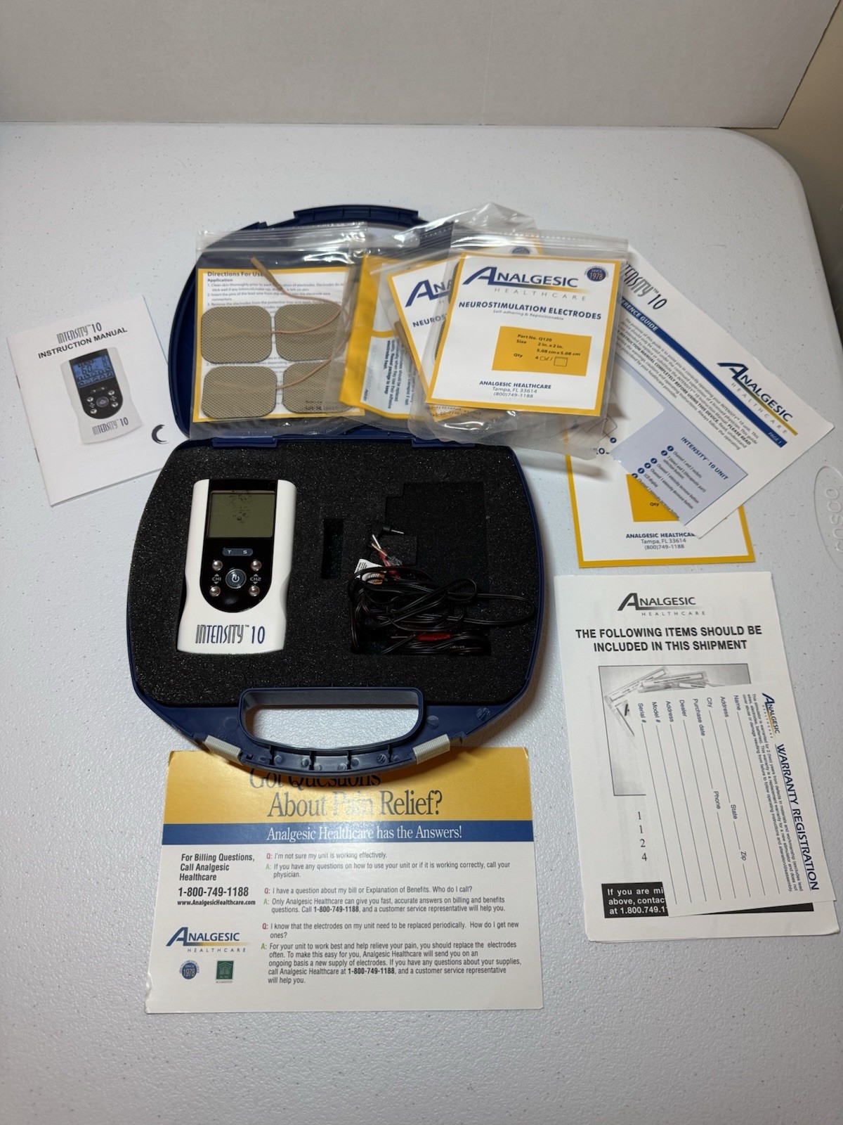 InTENSity 10 Dual Channel Digital TENS Unit, Extra Pads With All Paper Work.