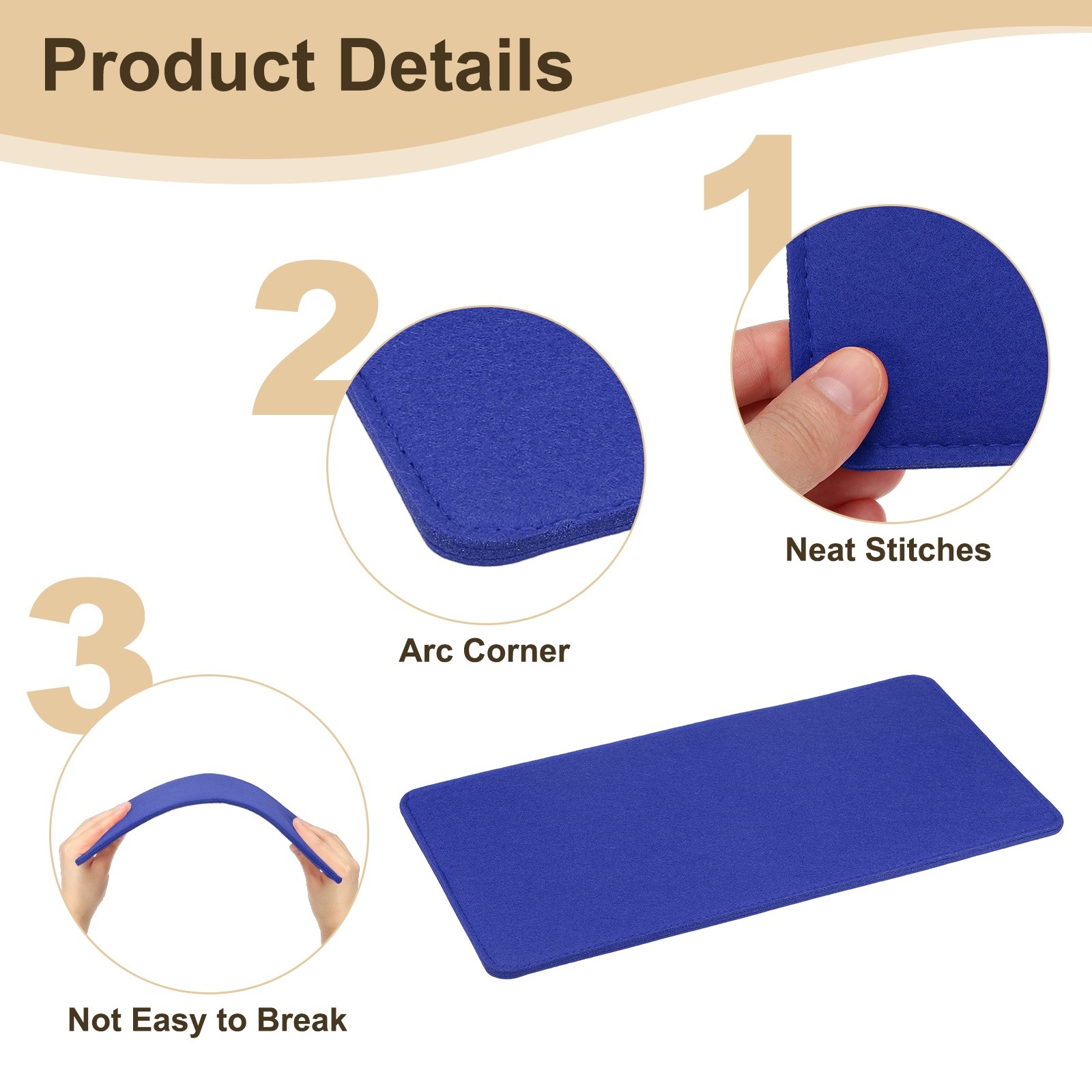 Felt Base Shaper, 14 x 7 Inch Rectangle Bag Bottom Shaper, Dark Blue