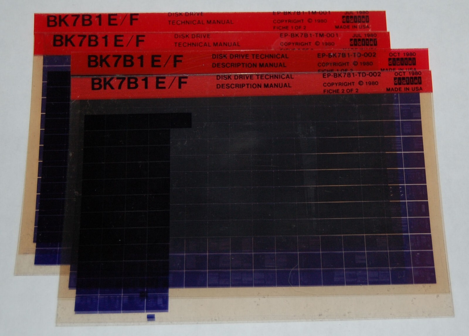 DEC BK7B1E/F Disk Drive Technical & Description Manuals (4), Microfiche