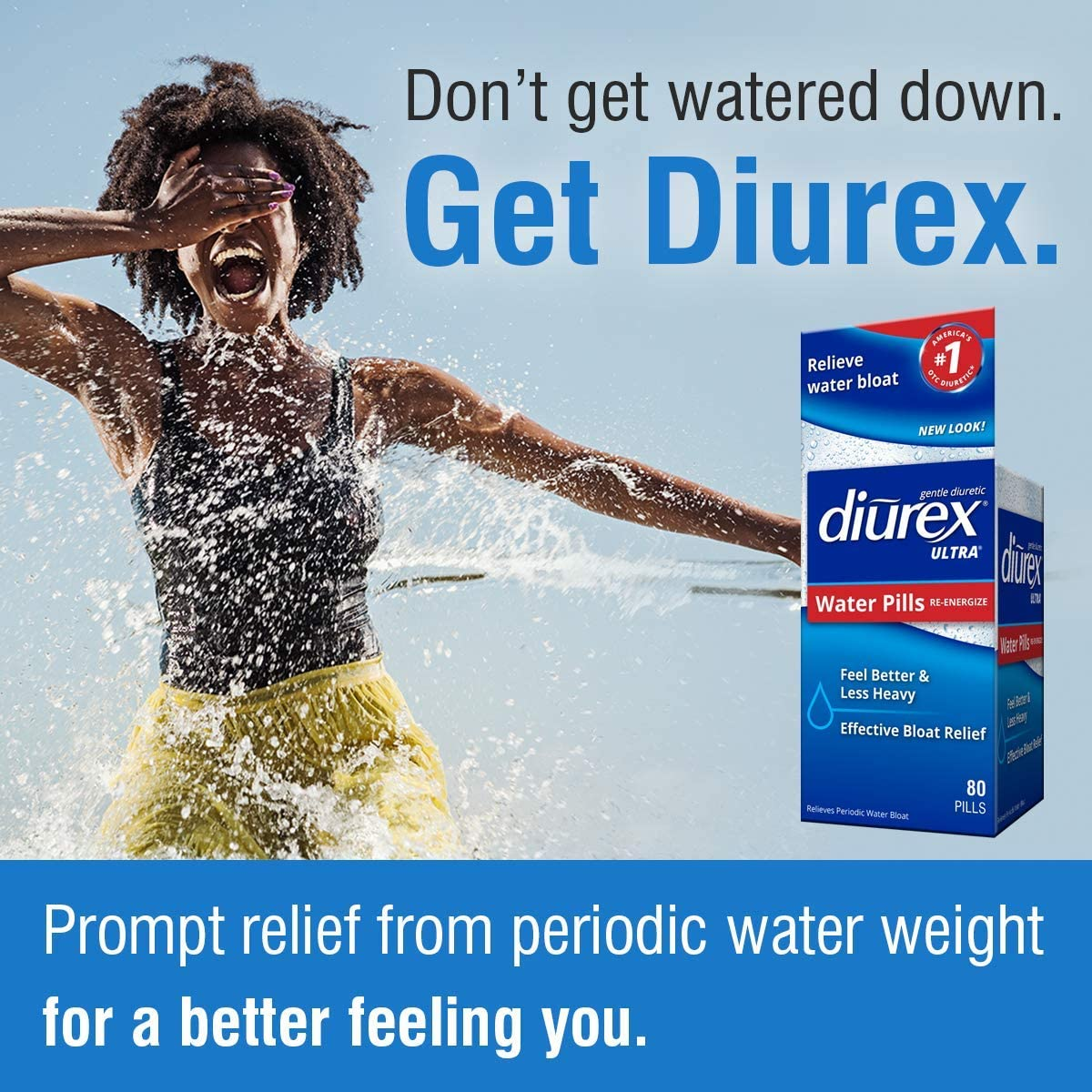 Diurex Ultra Re-Energizing Water Bloat Reliever, 80 Count, Packaging May Vary