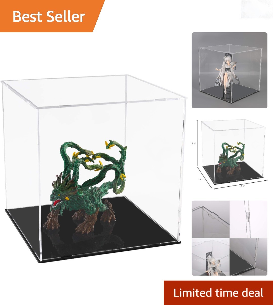 Acrylic Display Case 3x3 Inch Collectibles Toy Action Figures Storage Box