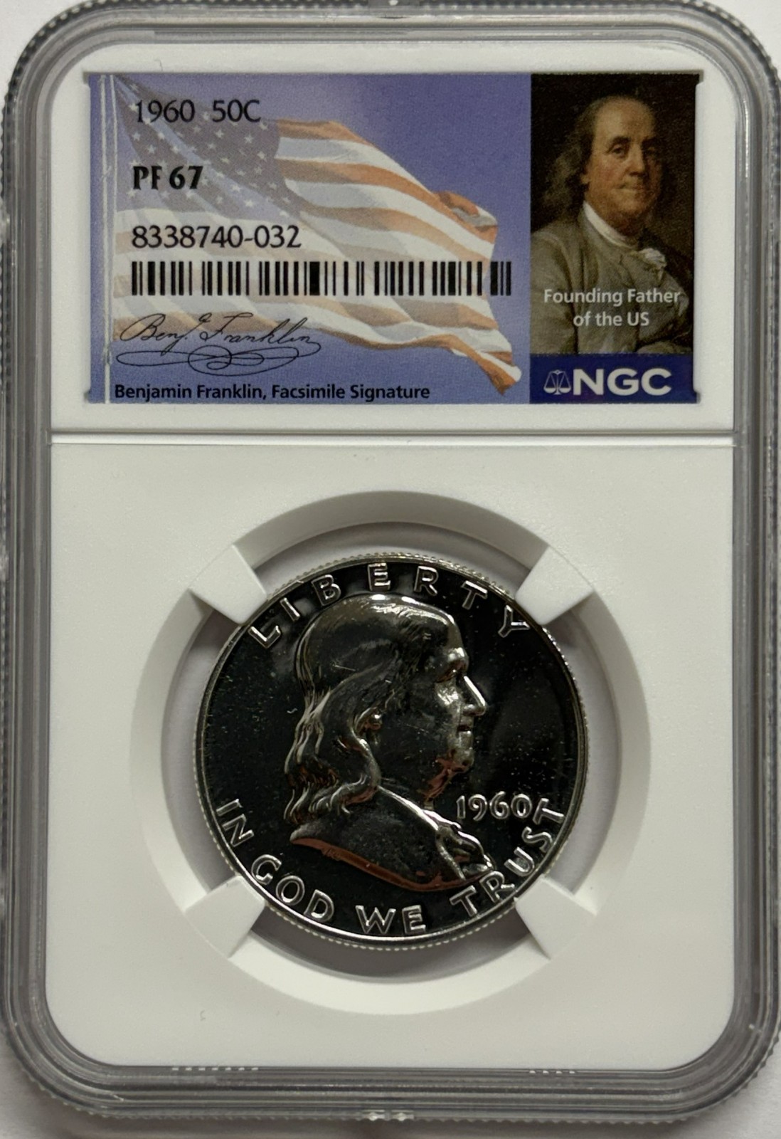 1960 NGC PF67 Proof Ben Franklin Half Dollar 50c 90% Silver Signature Label