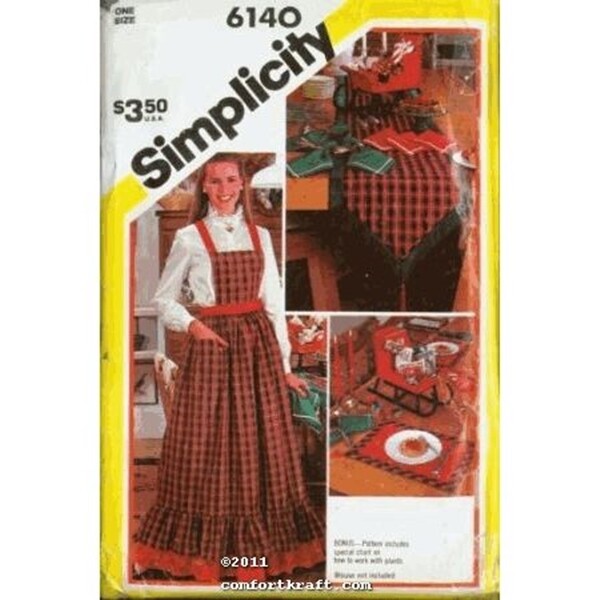 Simplicity 6140 Craft Pattern Christmas Napkins, Table Runner, Place Mats, Apron