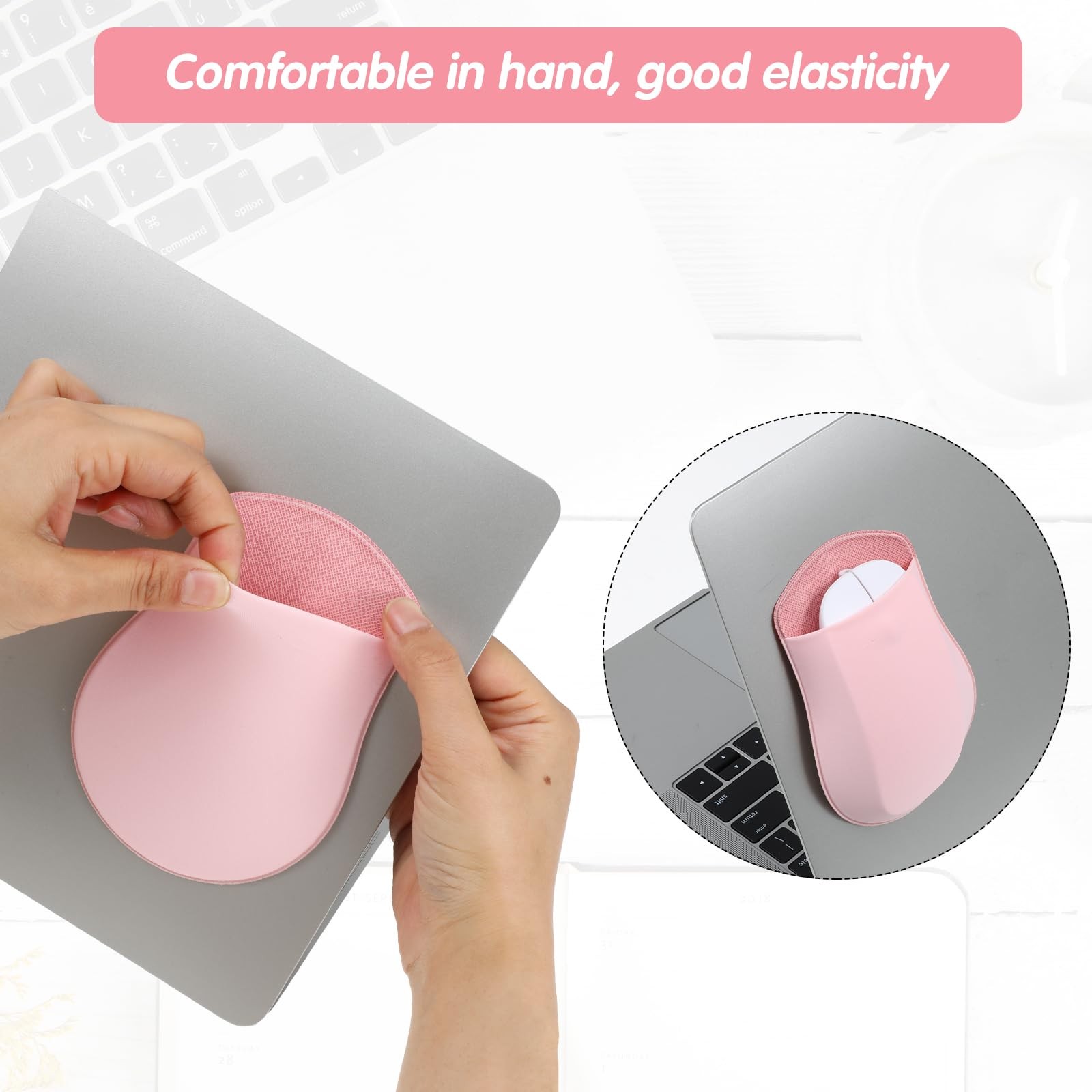Universal StickOn Mouse Pouch For Laptop Reusable Adhesive Spandex Pink