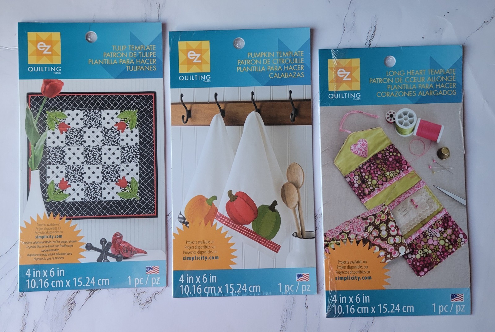 Quilting Stencils Templates Lot Of 3 Plastic Crafting TULIP HEART PUMPKIN 4"x6"