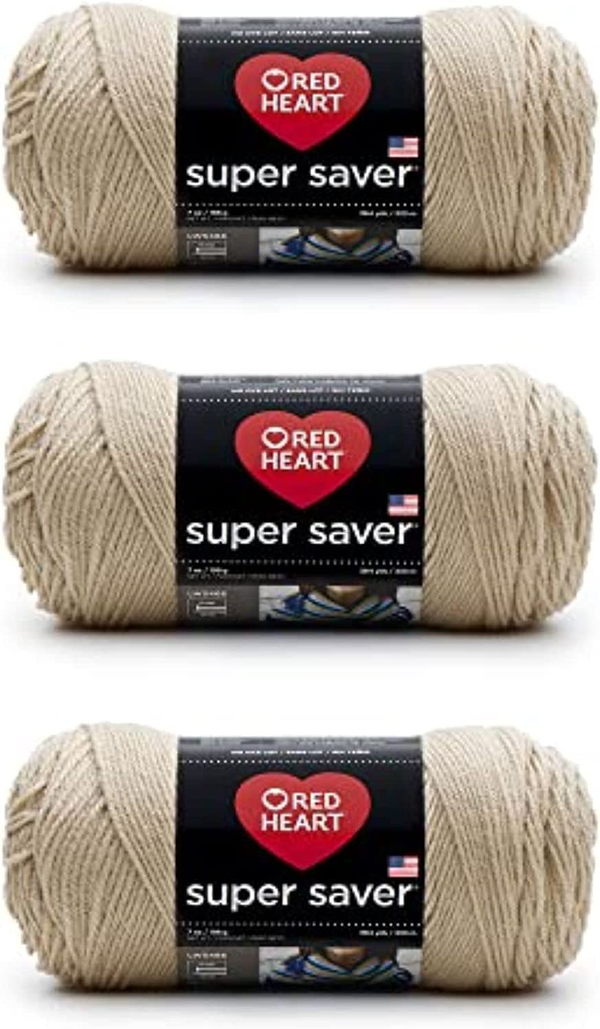 Red Heart Super Saver Buff Yarn - 3 Pack - Acrylic - 4 Medium Worsted 364 Yards