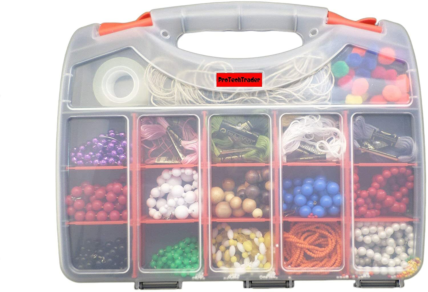 2 Sided Storage Organizer Carrying Case Adjustable Compartments Crafts 13.5in