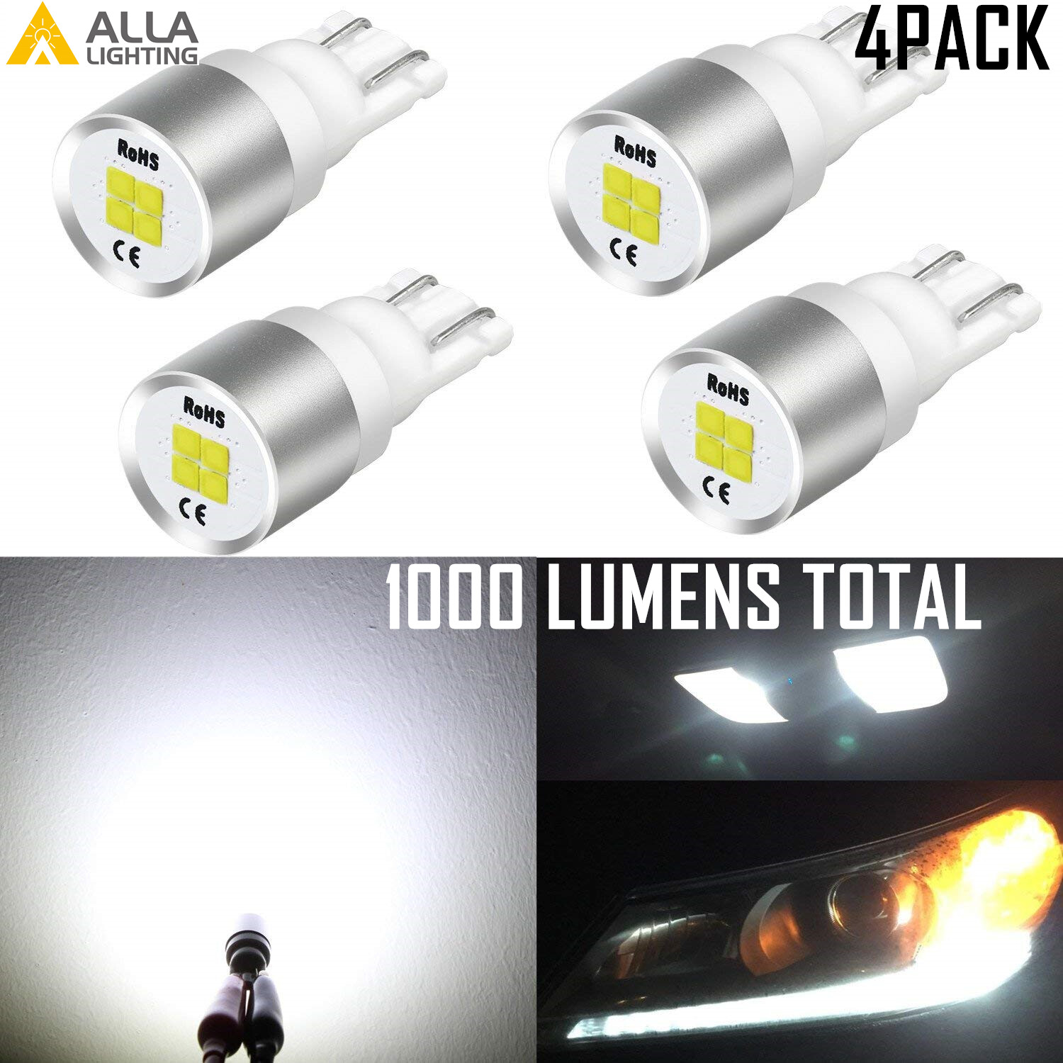 Alla Lighting 194 LED White Climate Control A/C Bulb Set of 4 for Chrysler Dodge