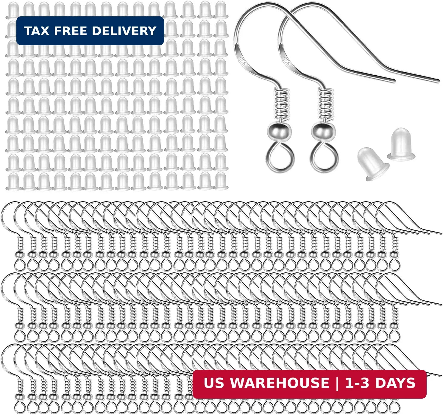 120pcs/60pais Earring Hooks for Jewelry Making Kit Supplies, 925 Sterling Silver