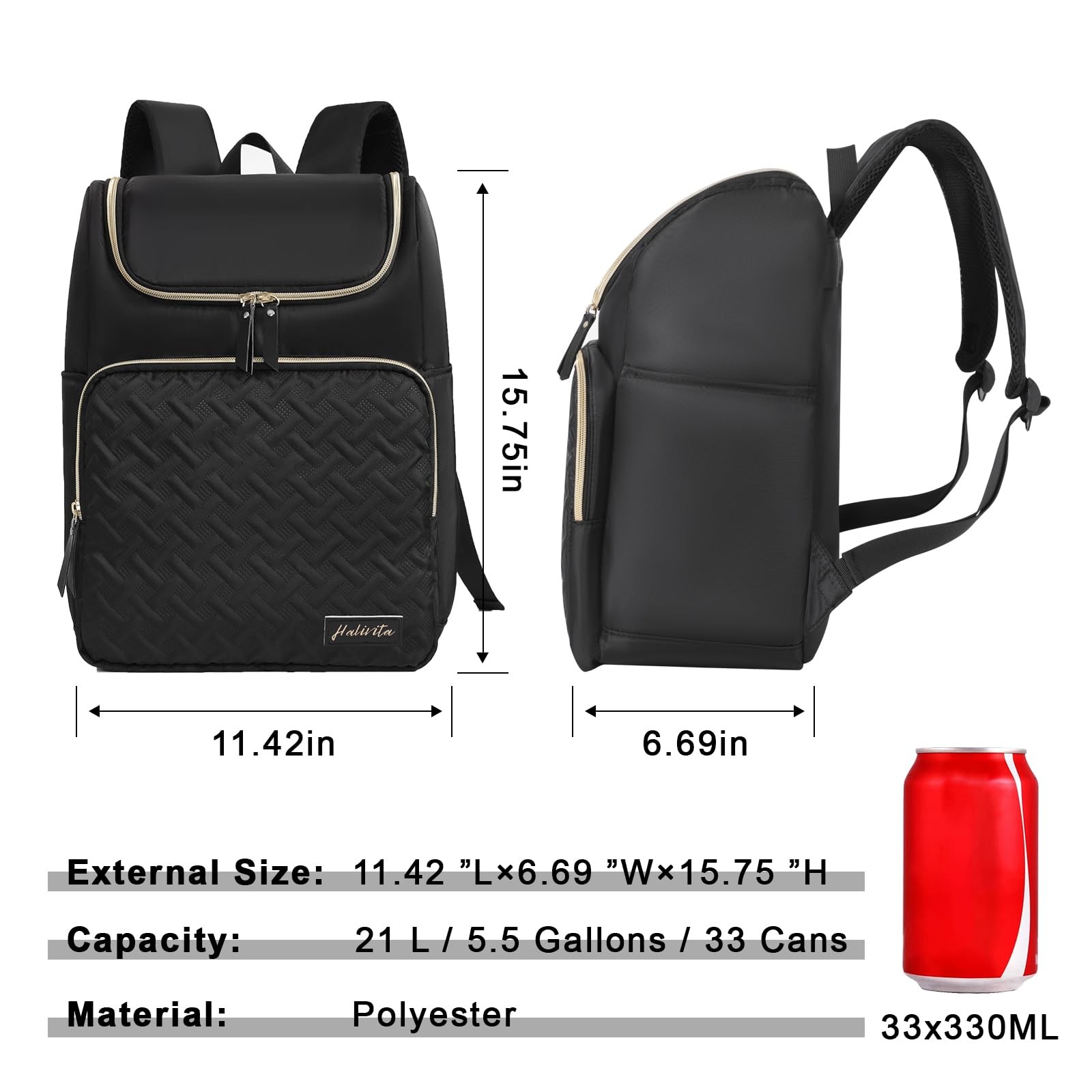 Cooler Backpack Insulated Leak Proof 33 Cans, Waterproof Hiking Backpack Cool...