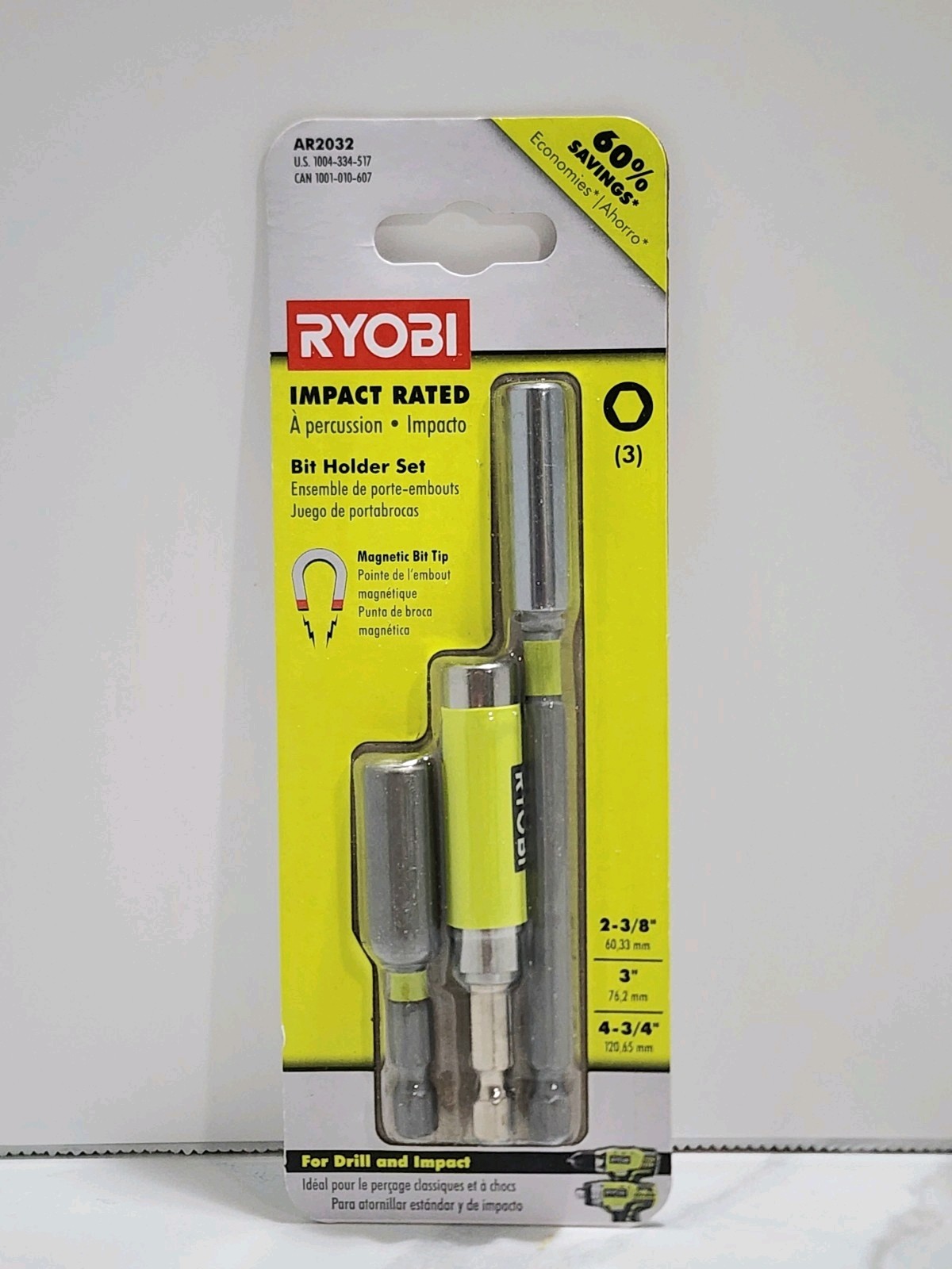 Ryobi Magnetic Impact Rated Bit Holder Set (3-Piece)