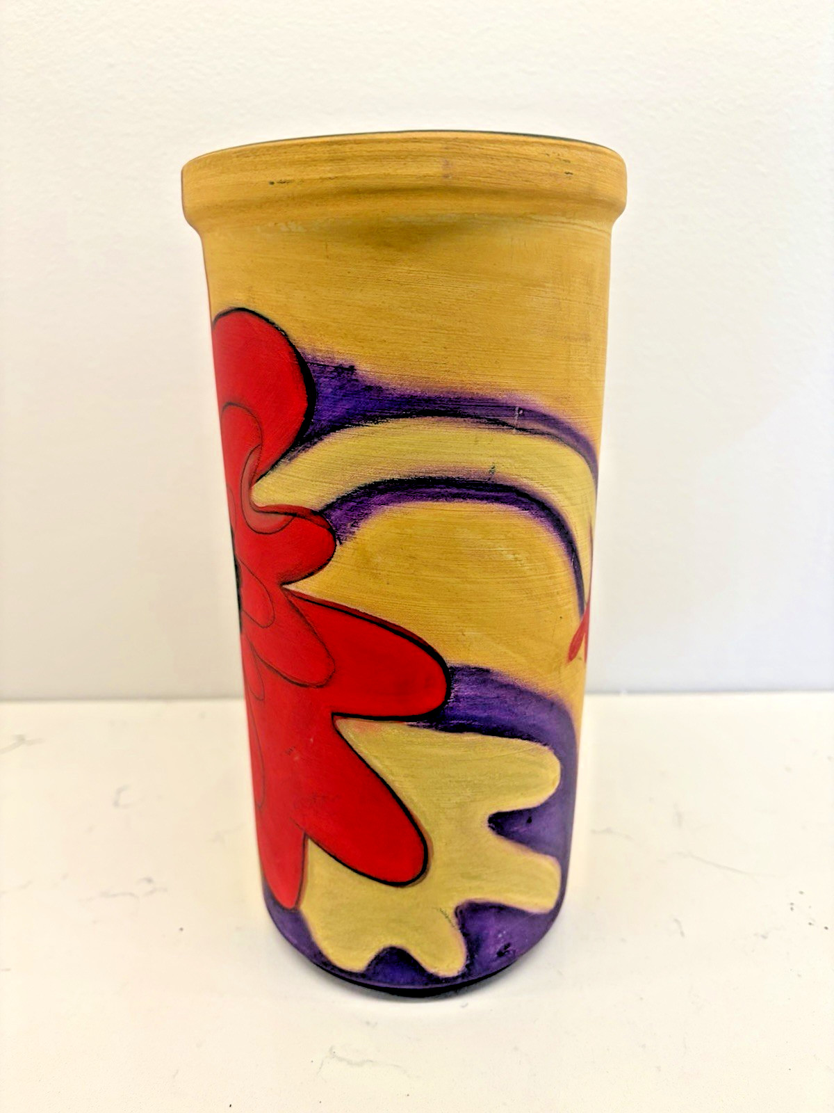 Vintage Hand Painted Poppy Wine Chiller Cooler Signed