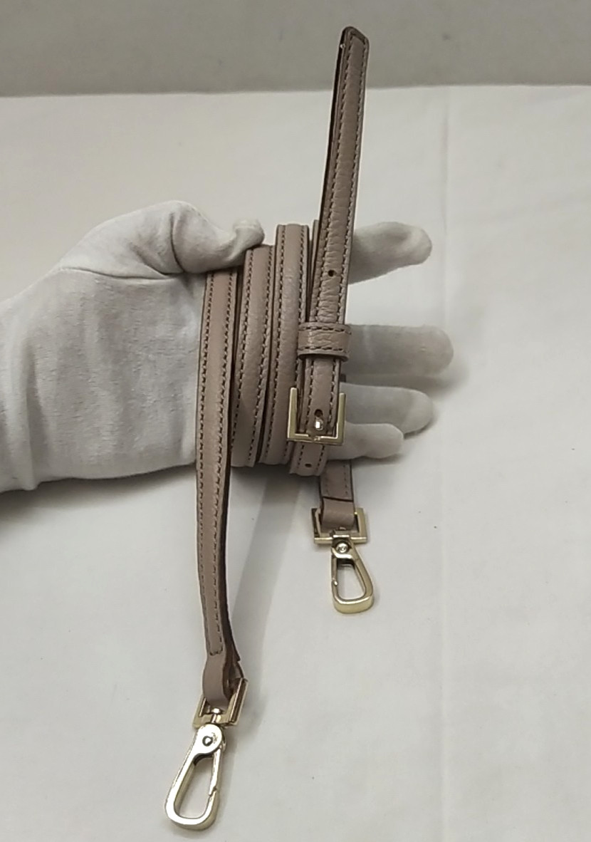 Beige Leather Replacement Strap W/ Goldtone Push Gate Hook