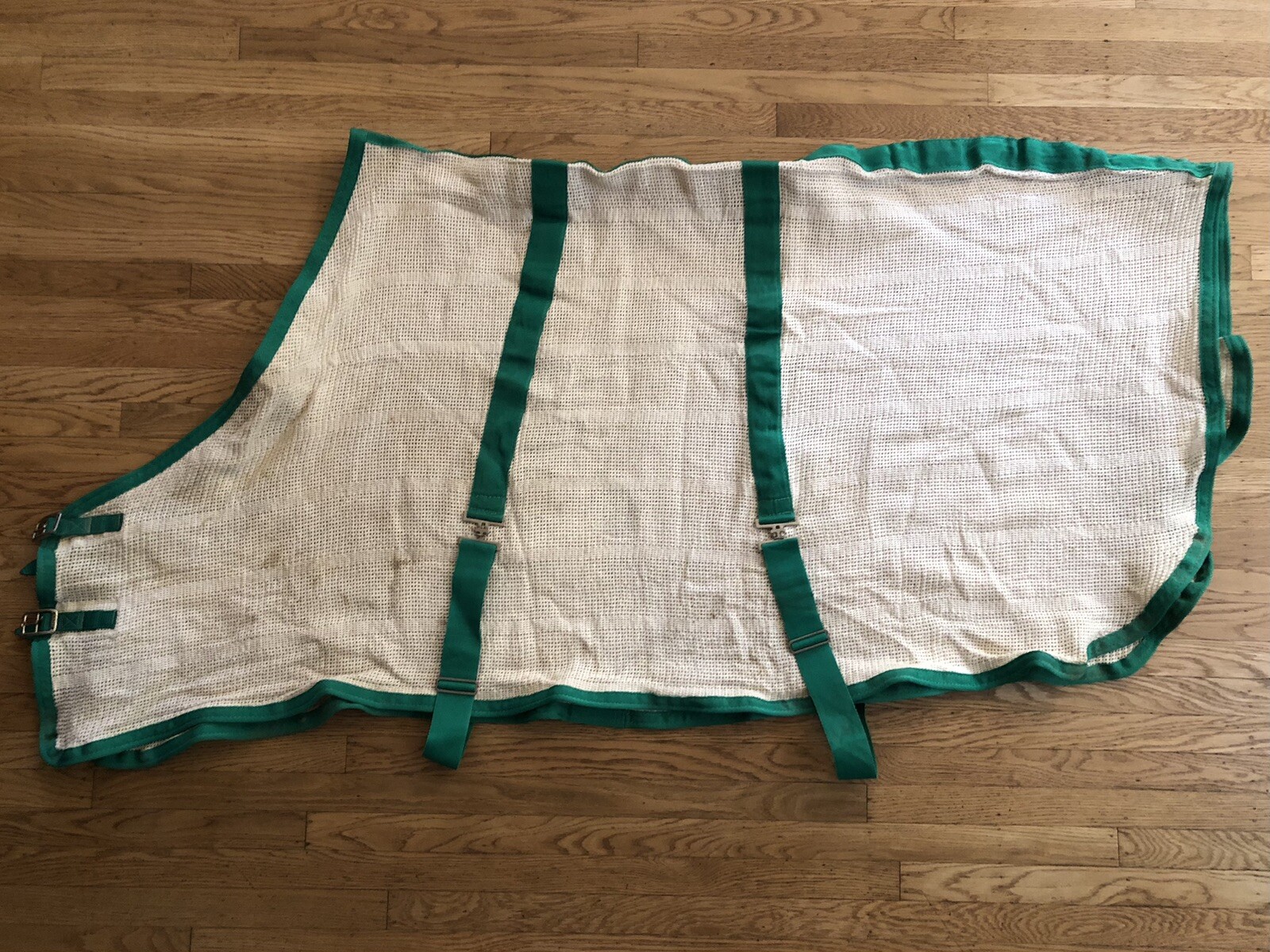 JACKS Bath Sweat Cooling Sheet Blanket Ivory Kelly Green Horse Size 76