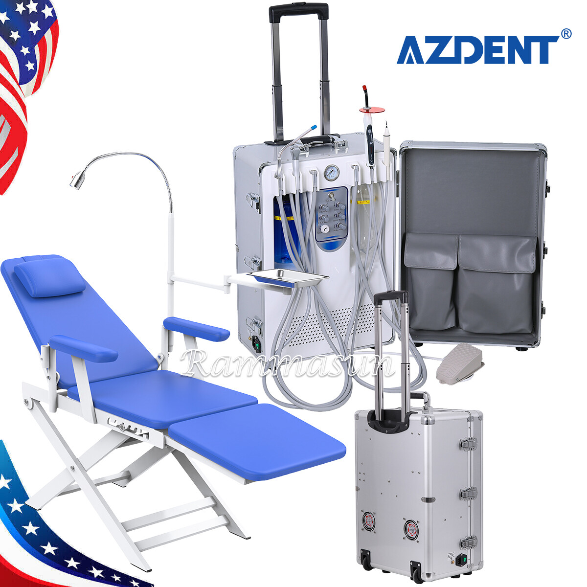 Unidad entrega móvil dental portátil curar luz escalador compresor/silla Dental