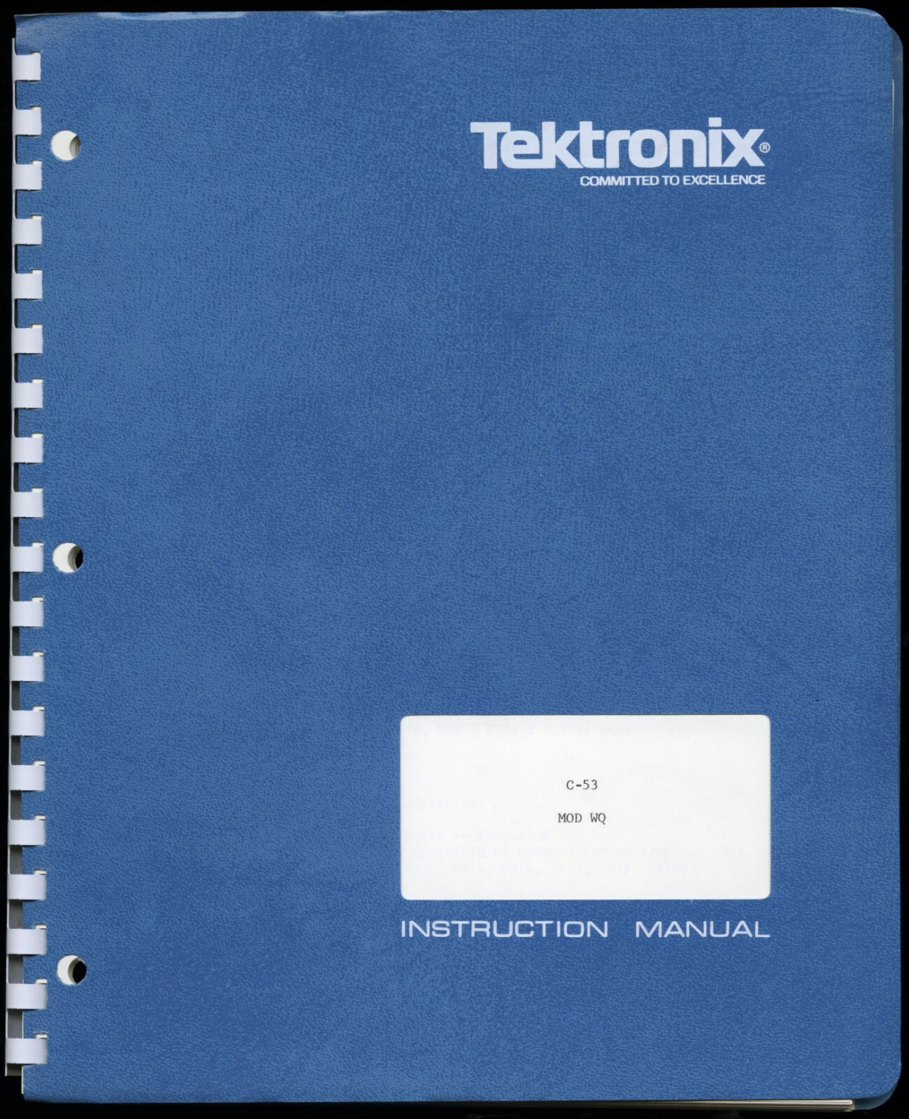 TEKTRONIX C-50 C-51 C-52 C-53 CAMERA SYSTEM AND ACCESSORIES INSTRUCTION MANUAL