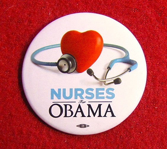 2008 Nurses for Barack Obama for President 2 1/4" Political Pin Button
