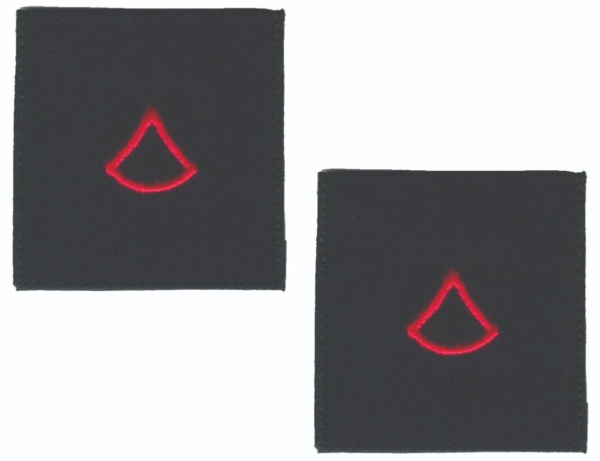 Lot of 2 E-2 PFC Rank Patches 2” Hook Backed Red on Black
