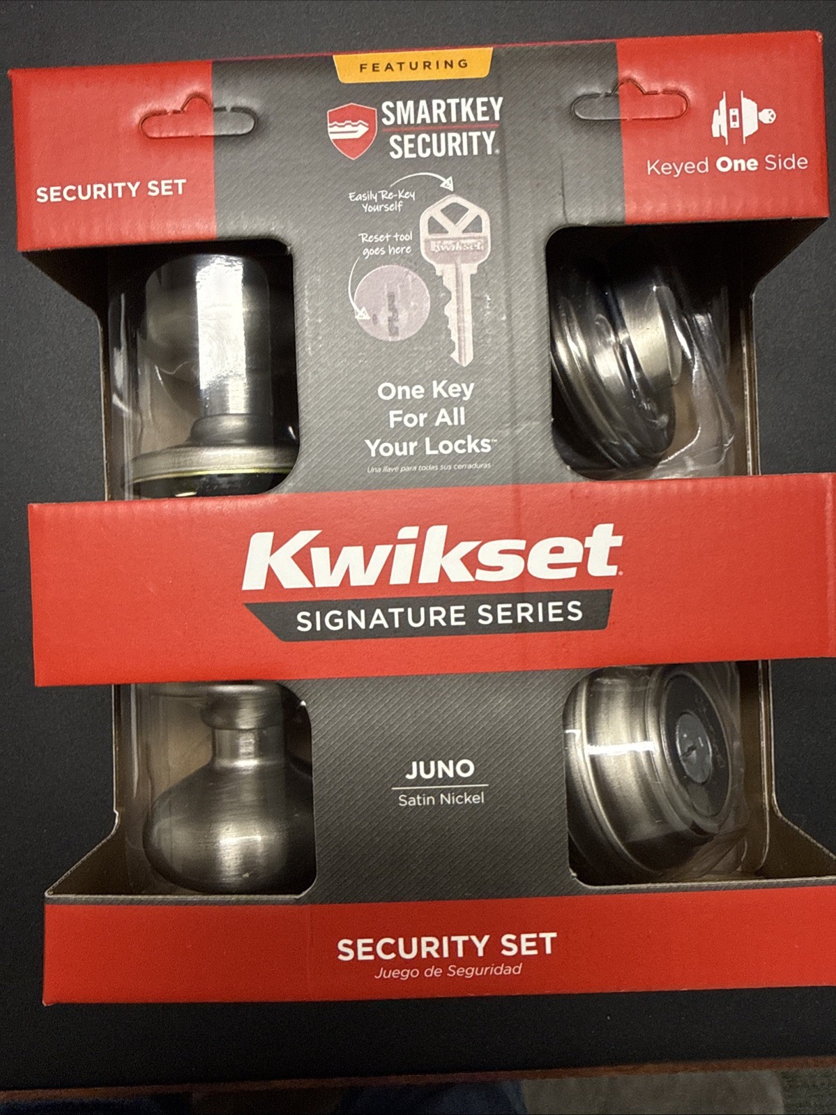 Kwikset Juno Security lock Set , Door lock And Deadbolt Satin Nickel, New