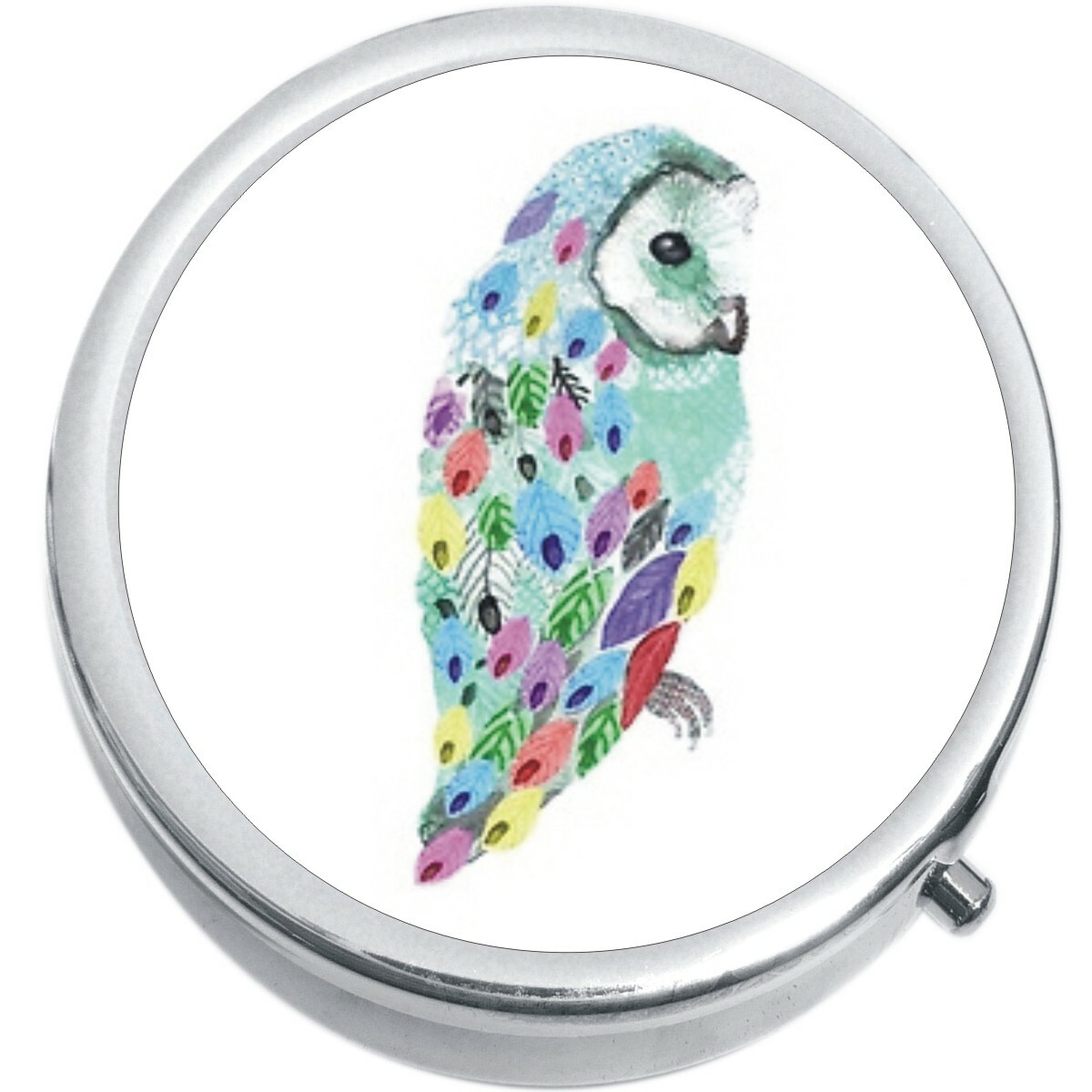 Rainbow Owl Medicine Vitamin Compact Pill Box