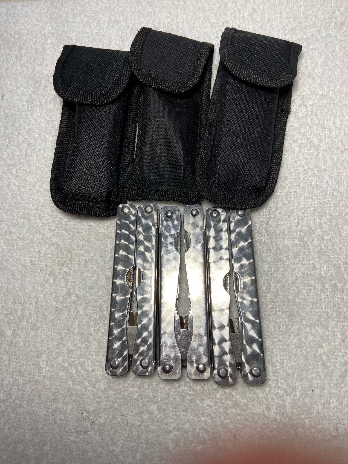 Lot of 3- 4'' Reflective 12 In 1 Multi Tool Pocket Knives