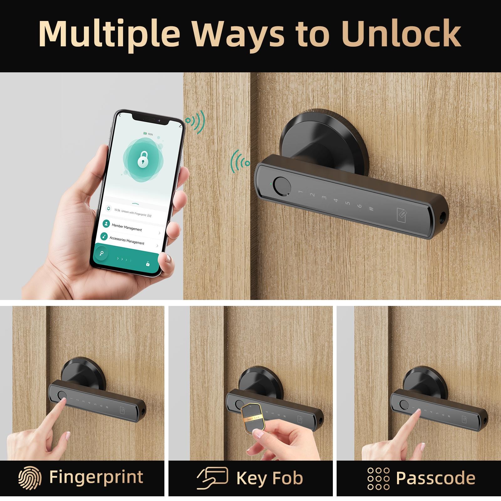 Viladepot Smart Lock Fingerprint Door Lock App Control Passcode Keypad